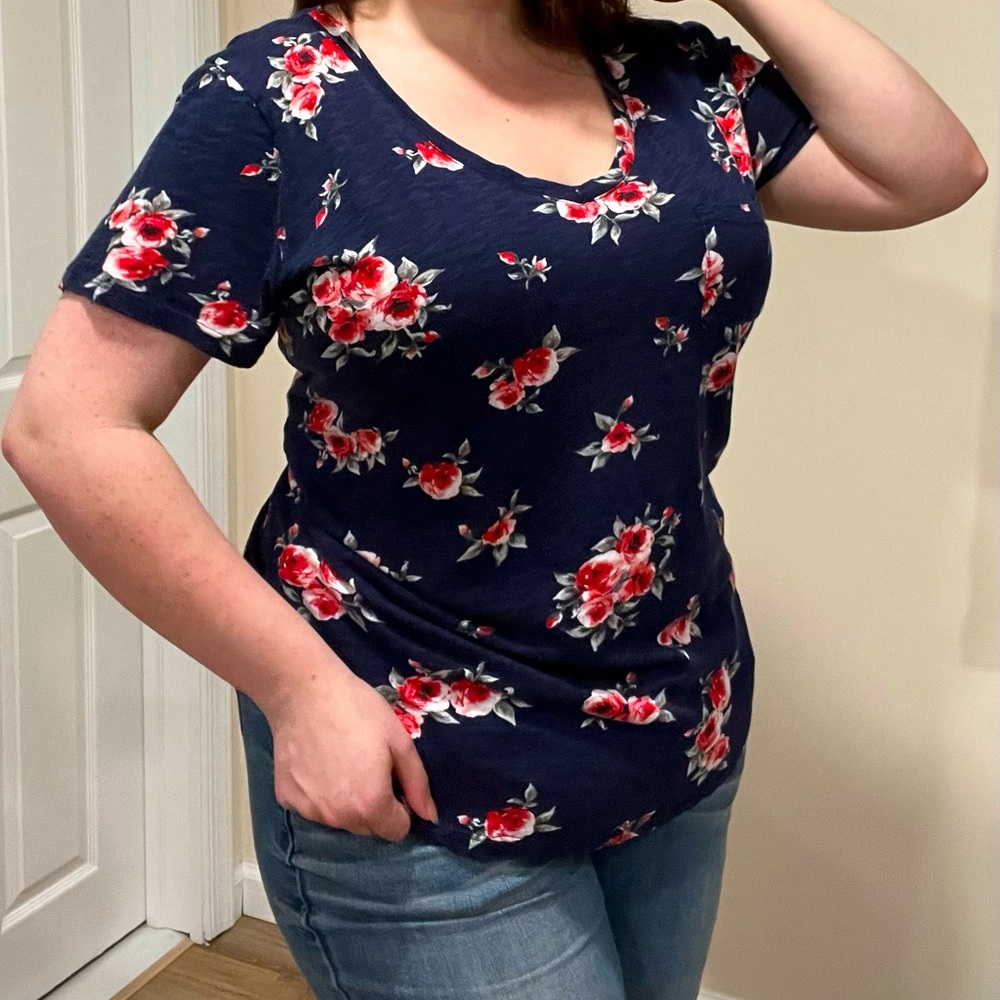 Torrid Floral Super Soft V-neck Tee